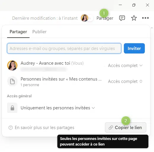 Partager une page Notion Partager une page Notion