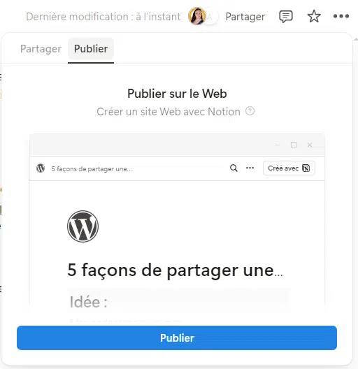Partager une page Notion