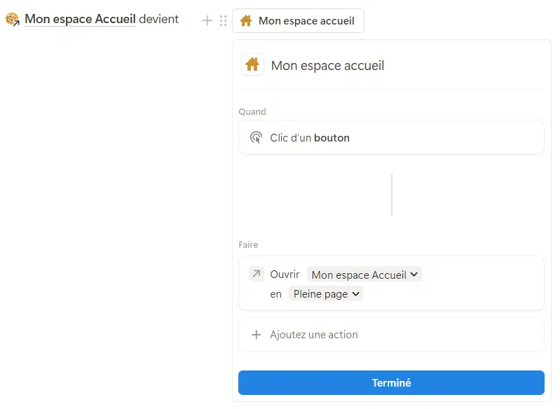 Bouton de navigation Notion