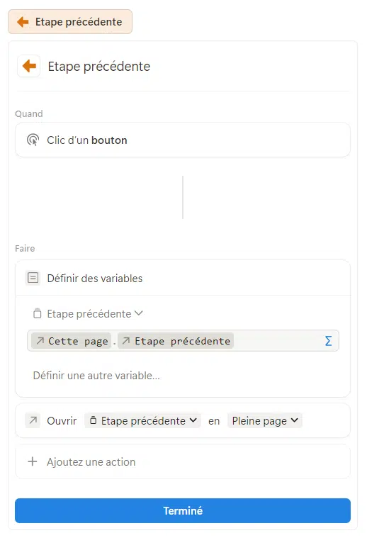Bouton de navigation avancée Notion