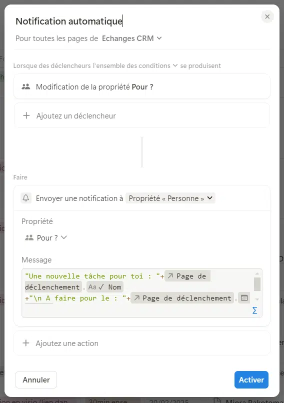 Envoyer une notification Notion